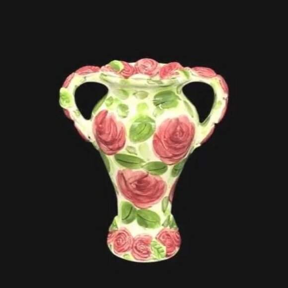 Vintage "Emily Rose" by Don Swanson Double Handled Floral Vase 6" - Picture 3 of 6